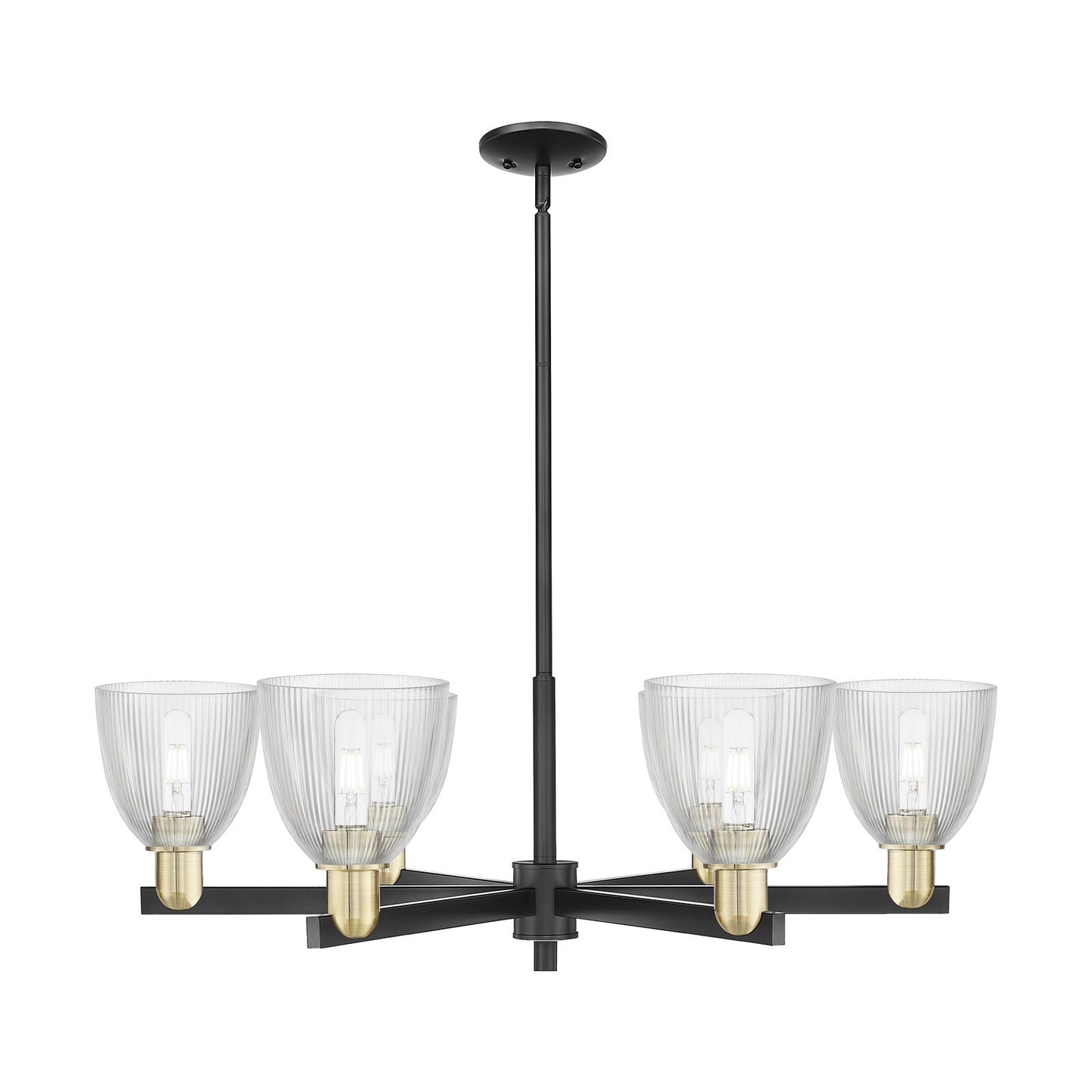 Innovations Castile 36in 6-Light Chandelier | Industrial Black Antique Brass Steel and Clear Glass | Dining Room & Living Room | Model 716-6CR-BAB-G382