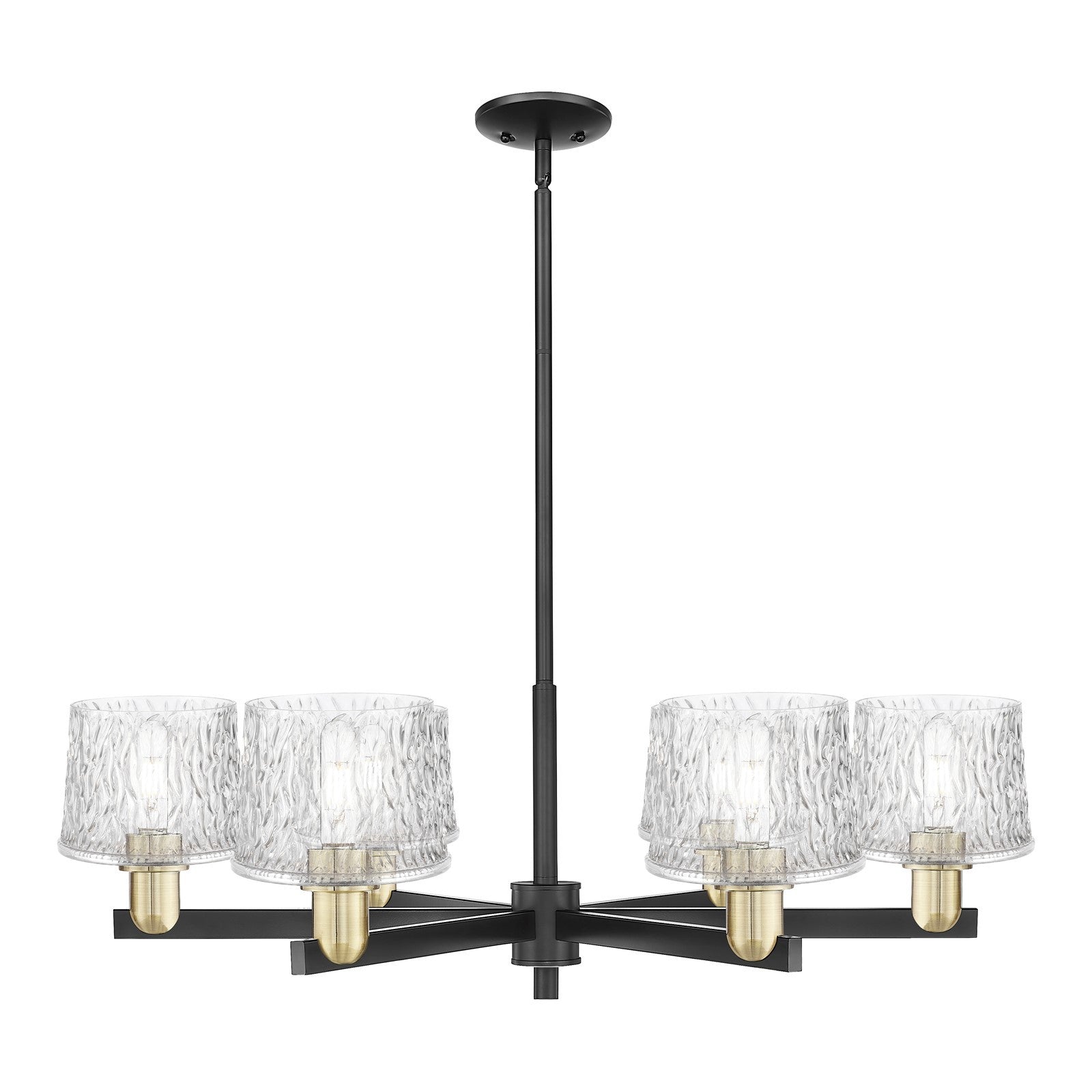 Innovations Niagara 36in 6-Light Chandelier | Industrial Black Antique Brass and Clear Glass | Damp Rated Dining Room & Living | Model 716-6CR-BAB-G402