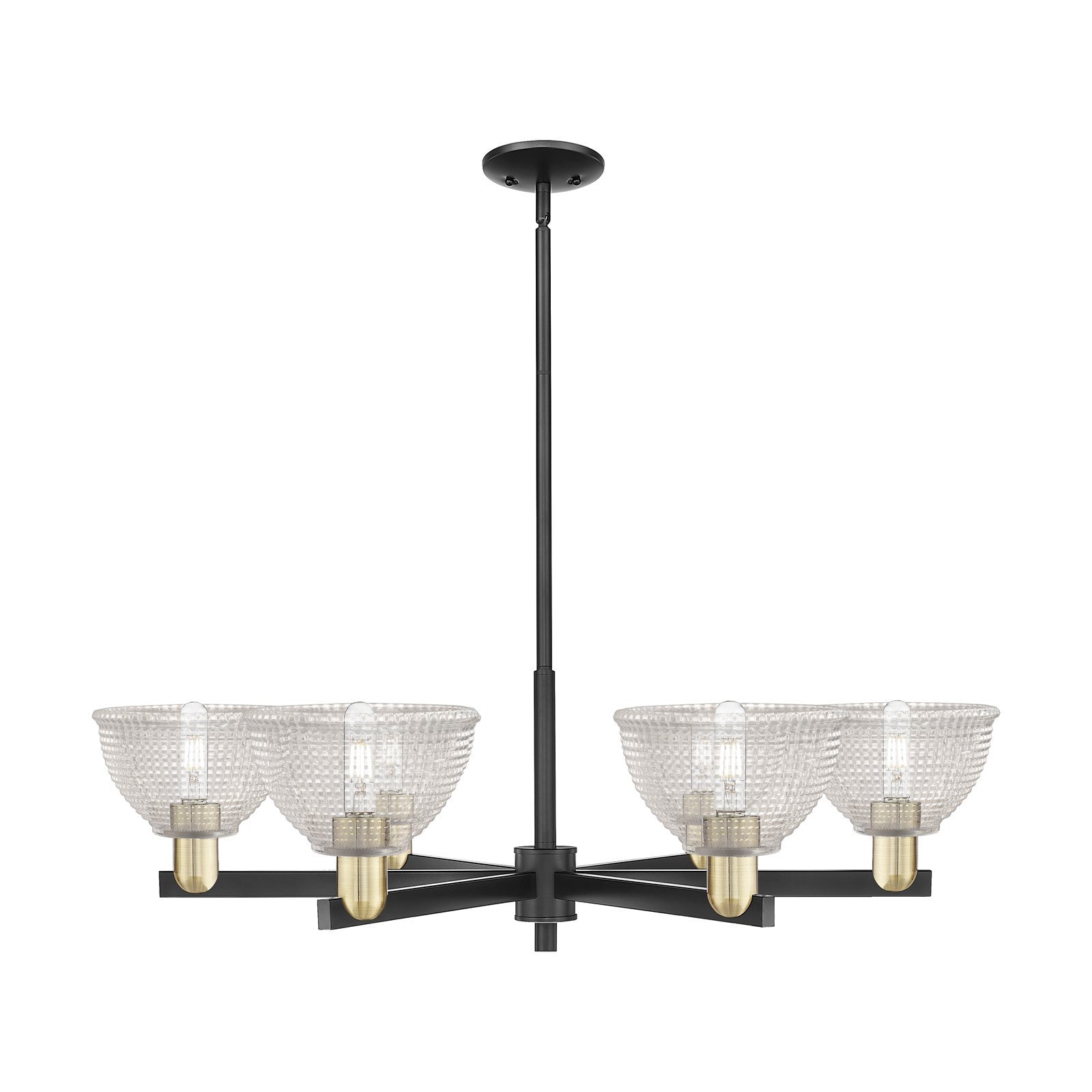 Innovations Arietta 38in 6-Light Chandelier | Industrial Black Antique Brass Steel and Clear Glass | Dining Room & Living Room | Model 716-6CR-BAB-G422
