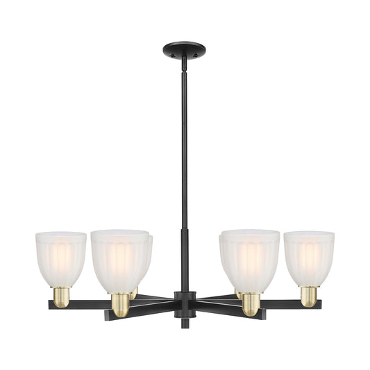 Innovations Brookfield 36in 6-Light Chandelier | Industrial Black Antique Brass and White Frosted Ribbed Glass | Kitchen Island & | Model 716-6CR-BAB-G441