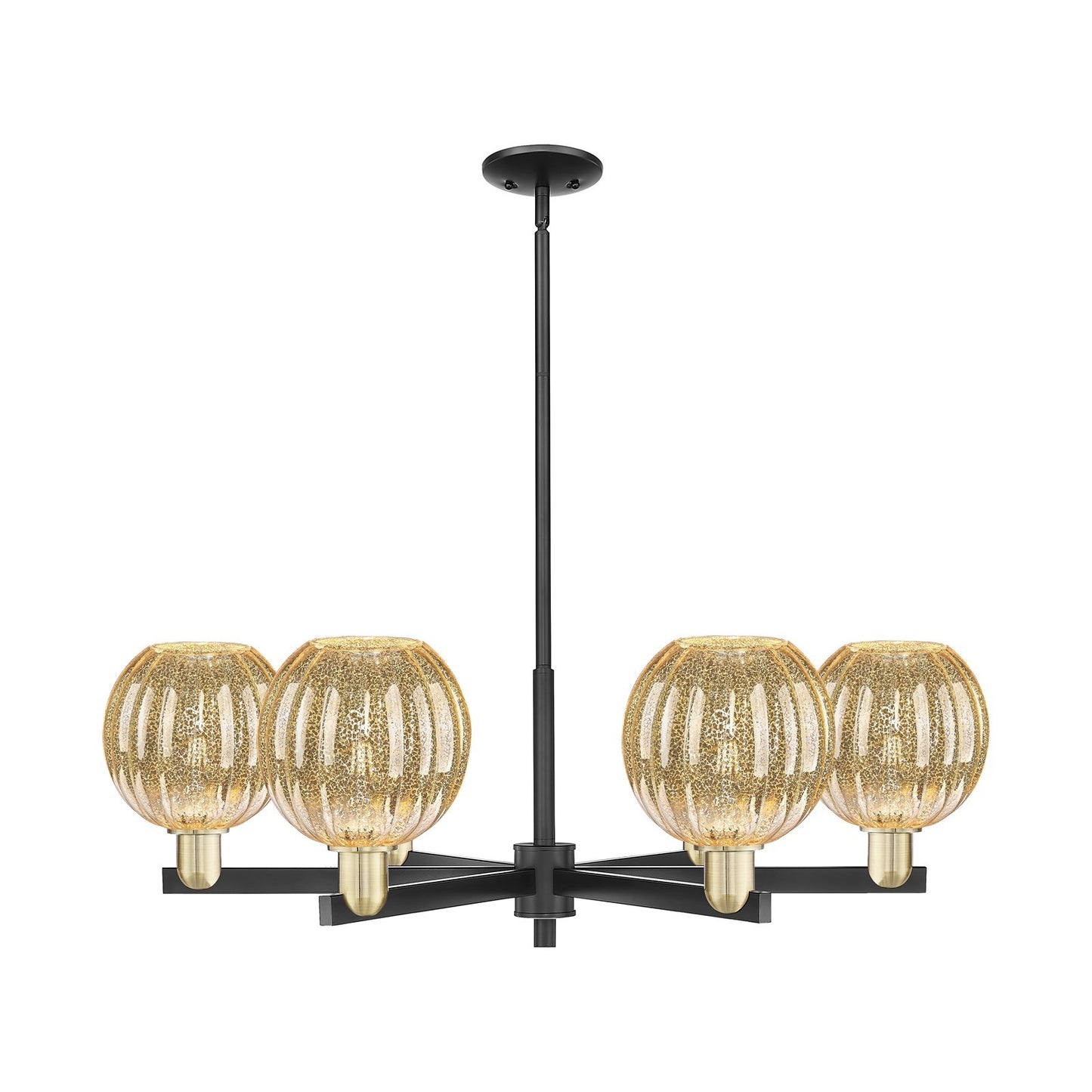 Innovations Preston Globe 36.75in 6-Light Chandelier | Industrial Black Antique Brass Steel and Mercury Glass | Dining Room & | Model 716-6CR-BAB-G458-7ME