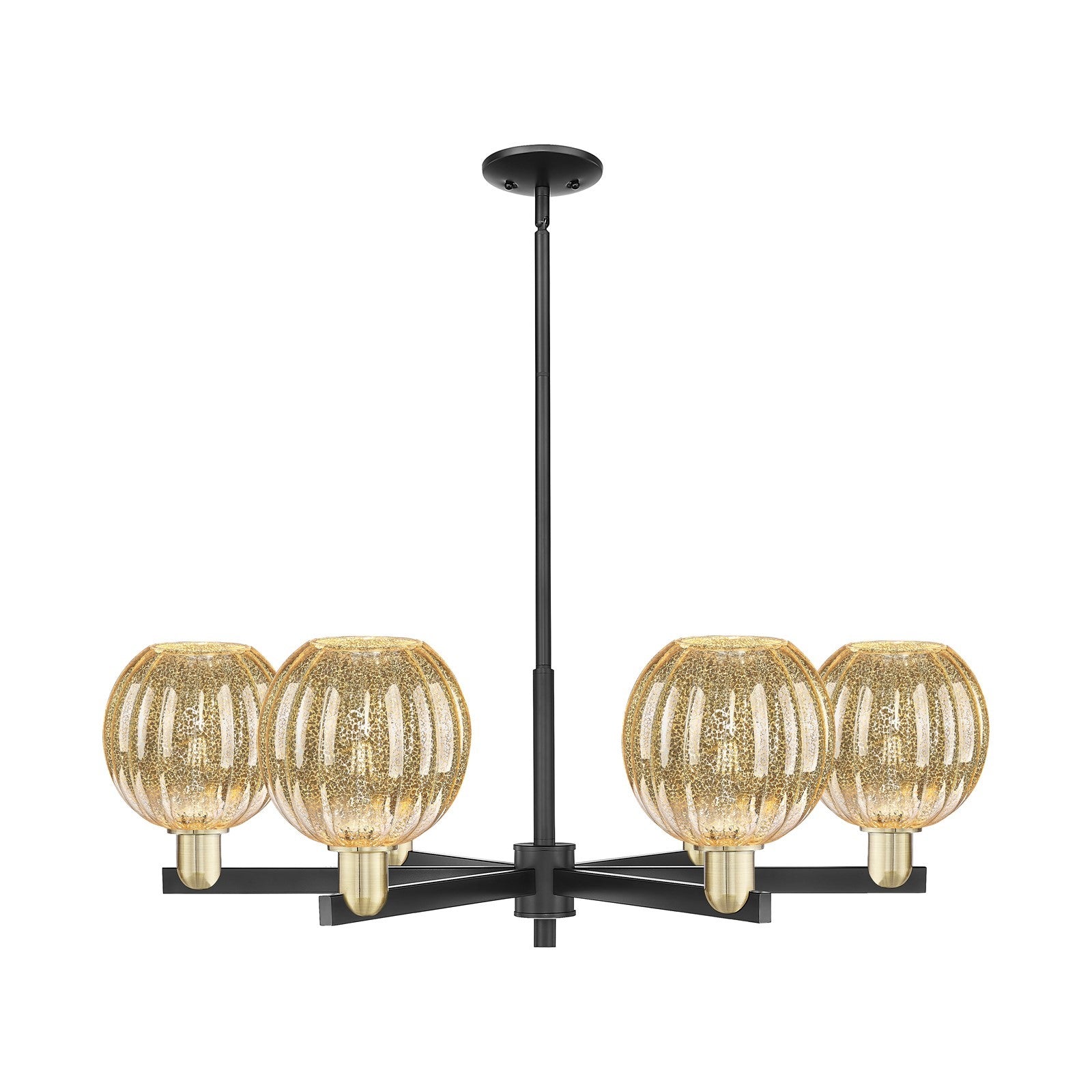 Innovations Preston Globe 36.75in 6-Light Chandelier | Industrial Black Antique Brass Steel and Mercury Glass | Dining Room & | Model 716-6CR-BAB-G458-7ME