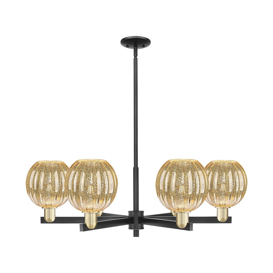 Innovations Preston Globe 36.75in 6-Light Chandelier | Industrial Black Antique Brass Steel and Mercury Glass | Dining Room & | Model 716-6CR-BAB-G458-7ME