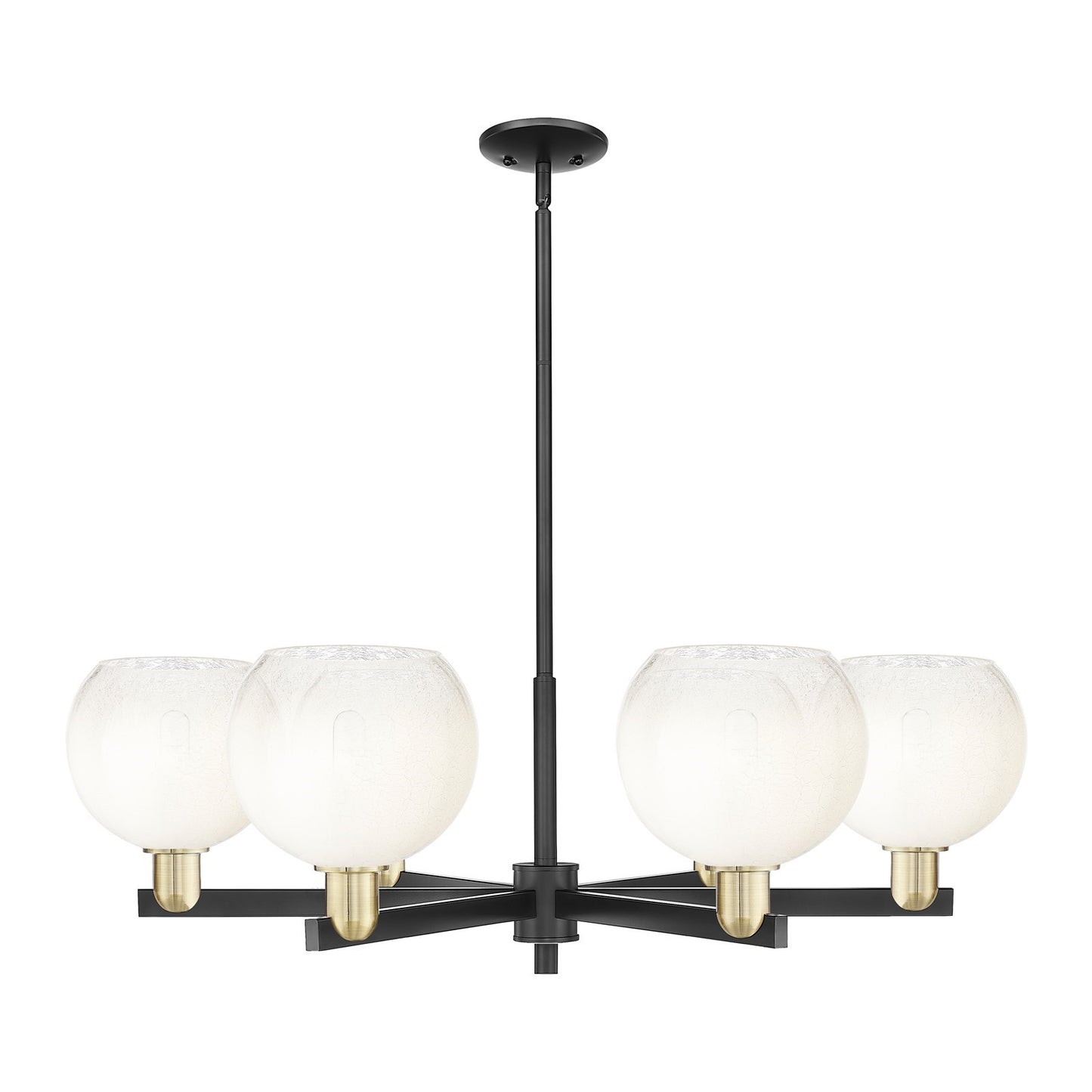 Innovations Brookhaven Globe 24in 6-Light Chandelier | Industrial Black Antique Brass Steel and Opal Glass | Dining Room & | Model 716-6CR-BAB-G483-8OP