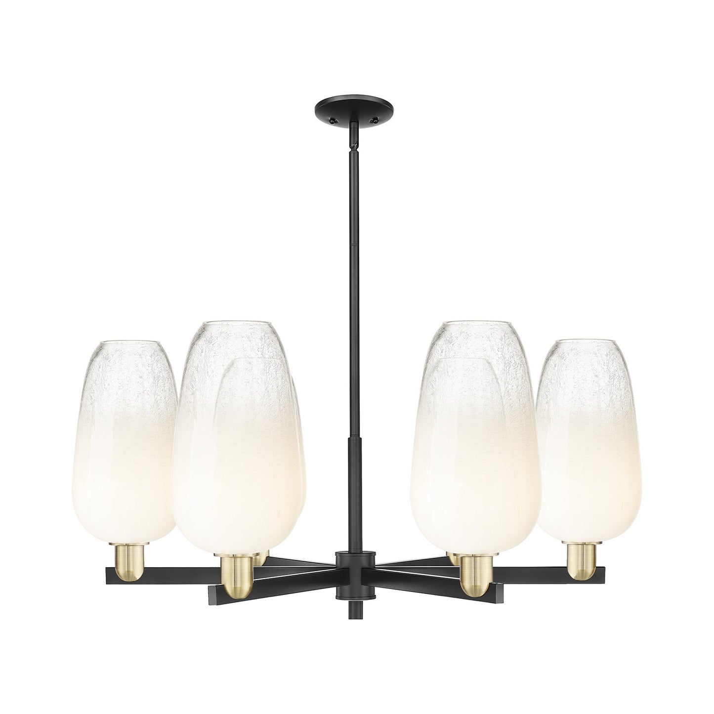 Innovations Brookhaven Flute 37in 6-Light Chandelier | Industrial Black Antique Brass Steel and Opal Glass | Dining Room & | Model 716-6CR-BAB-G484-7OP