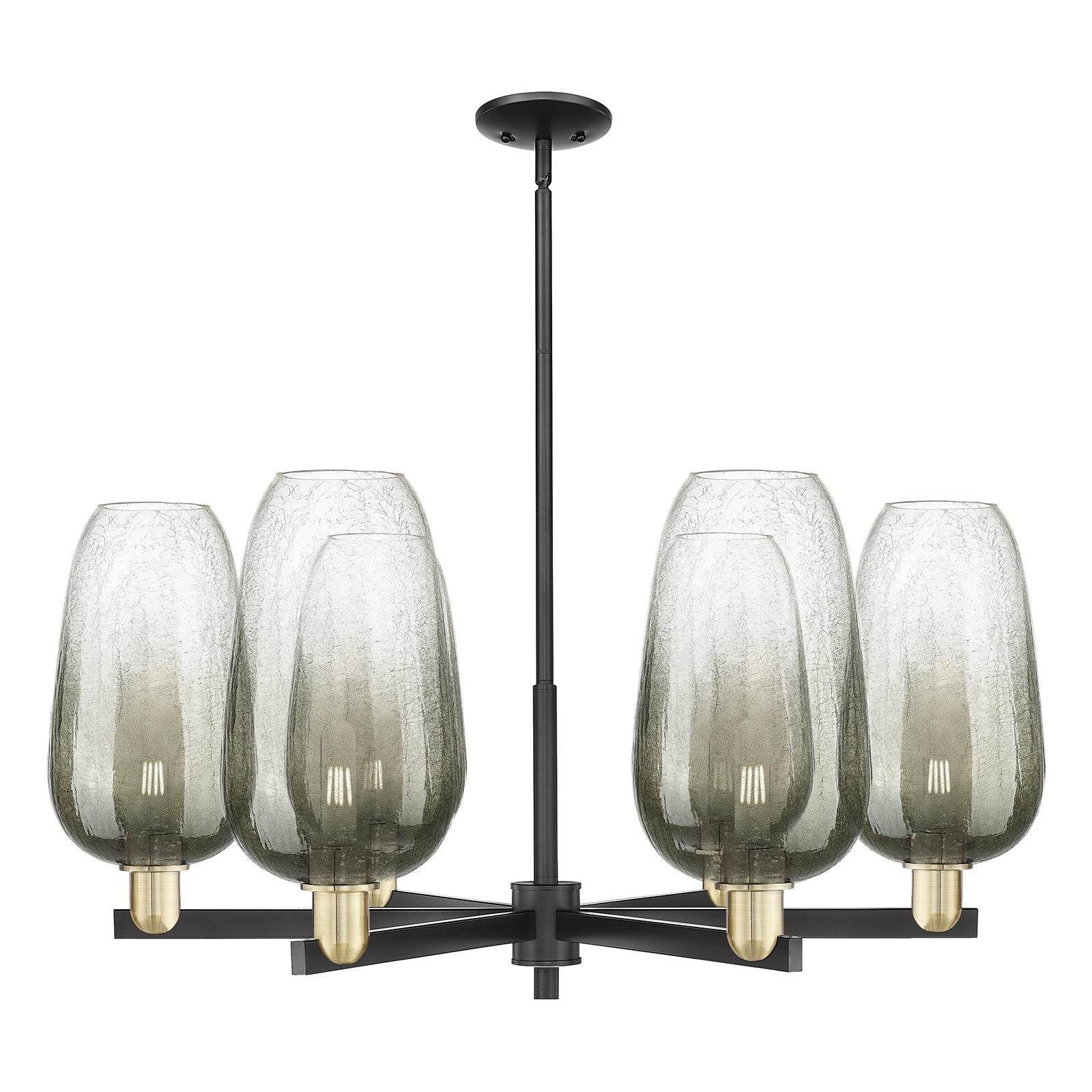Innovations Brookhaven Flute 36in 6-Light Chandelier | Industrial Black Antique Brass and Slate Glass | Dining Room & Living | Model 716-6CR-BAB-G484-7SL