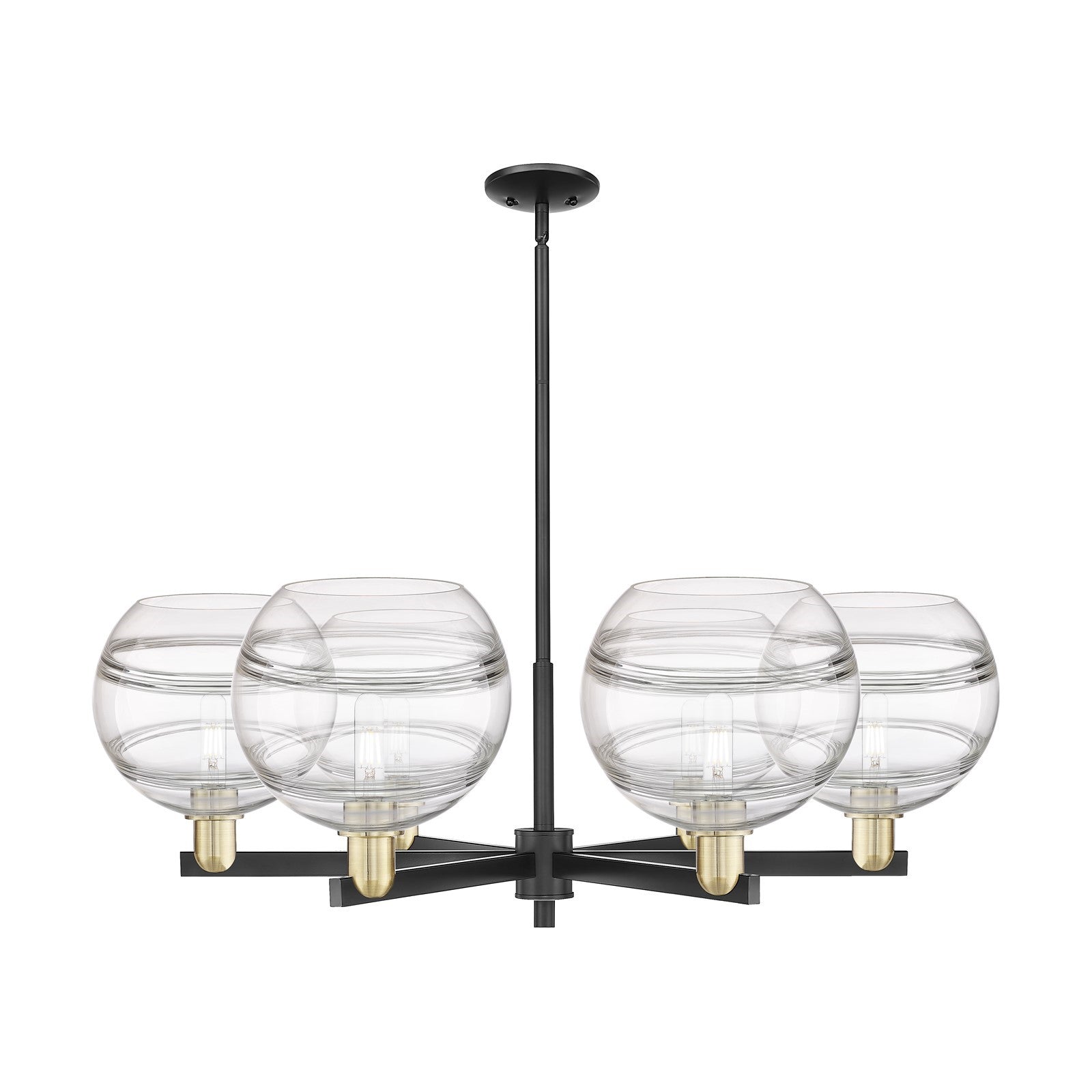 Innovations Rochester 40in 6-Light Chandelier | Industrial Black Antique Brass and Clear Glass | Dining Room & Living Room | Model 716-6CR-BAB-G556-10CL
