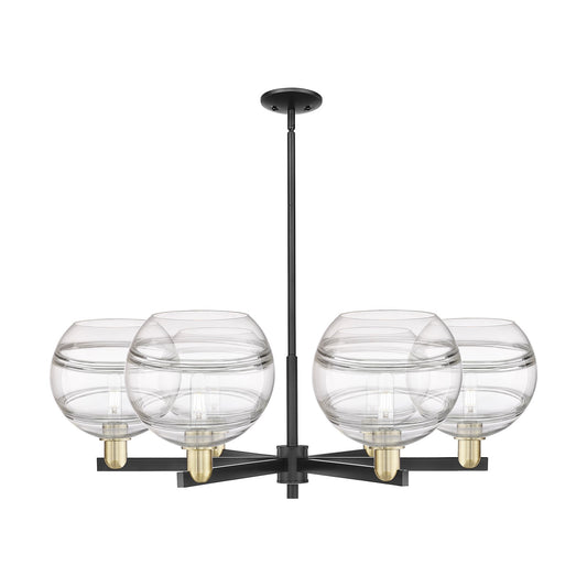 Innovations Rochester 40in 6-Light Chandelier | Industrial Black Antique Brass and Clear Glass | Dining Room & Living Room | Model 716-6CR-BAB-G556-10CL