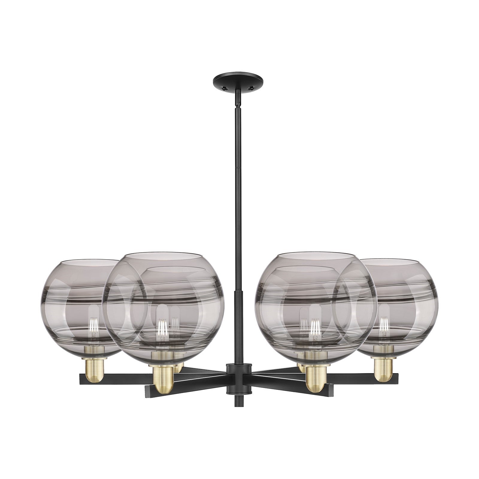 Innovations Rochester 40in 6-Light Chandelier | Industrial Black Antique Brass and Light Smoke Glass | Kitchen Island & | Model 716-6CR-BAB-G556-10SM