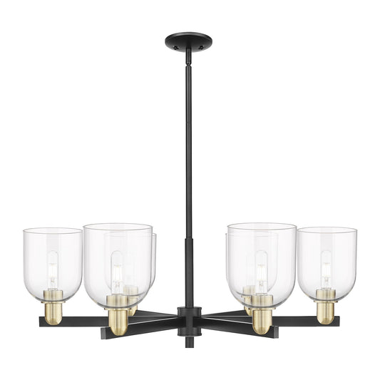 Innovations Bella 35in 6-Light Chandelier | Industrial Black Antique Brass and Clear Glass | Dining Room & Living Room | Model 716-6CR-BAB-G558-6CL