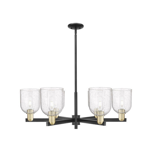 Innovations Bella 35in 6-Light Chandelier | Industrial Black Antique Brass and Seedy Glass | Dining Room & Living Room | Model 716-6CR-BAB-G558-6SDY