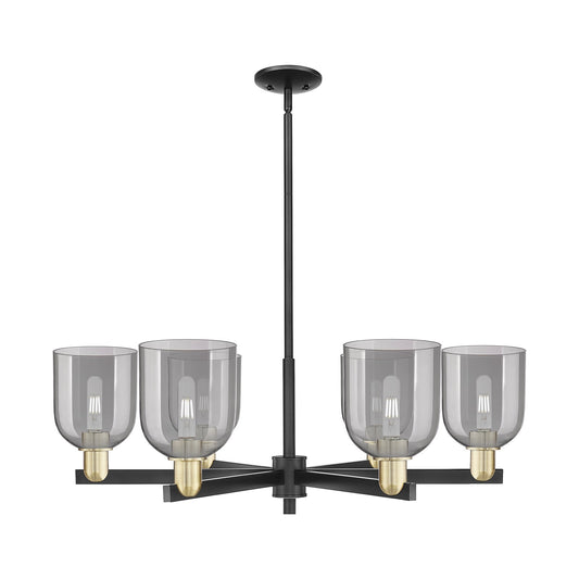 Innovations Bella 35in 6-Light Chandelier | Industrial Black Antique Brass and Light Smoke Glass | Dining Room & Living Room | Model 716-6CR-BAB-G558-6SM