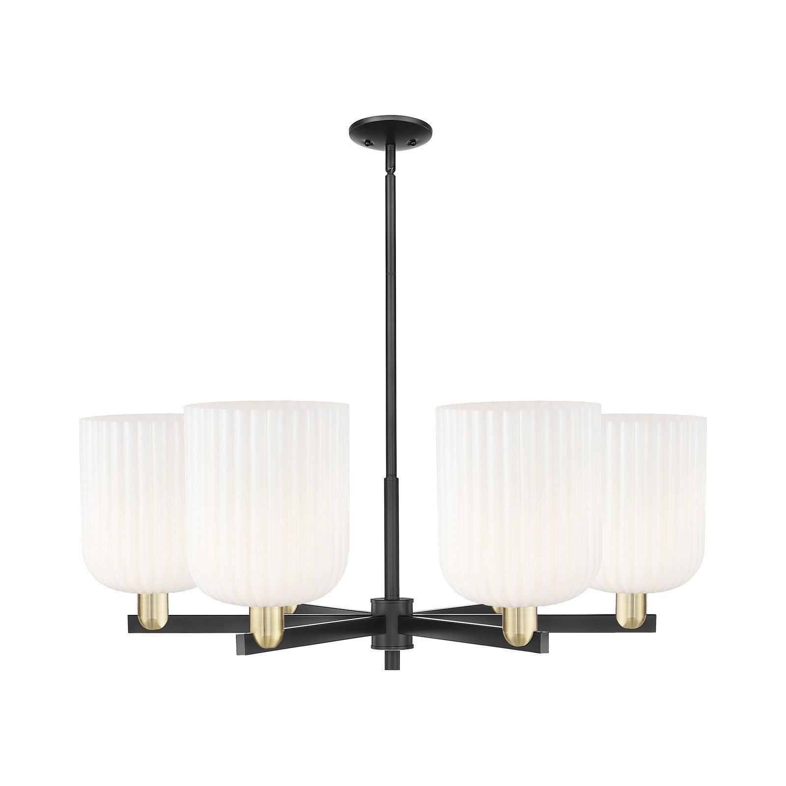 Innovations Bridal Veil 38in 6-Light Chandelier | Industrial Black Antique Brass and Gloss White Ribbed Glass | Kitchen | Model 716-6CR-BAB-G559-8GWH