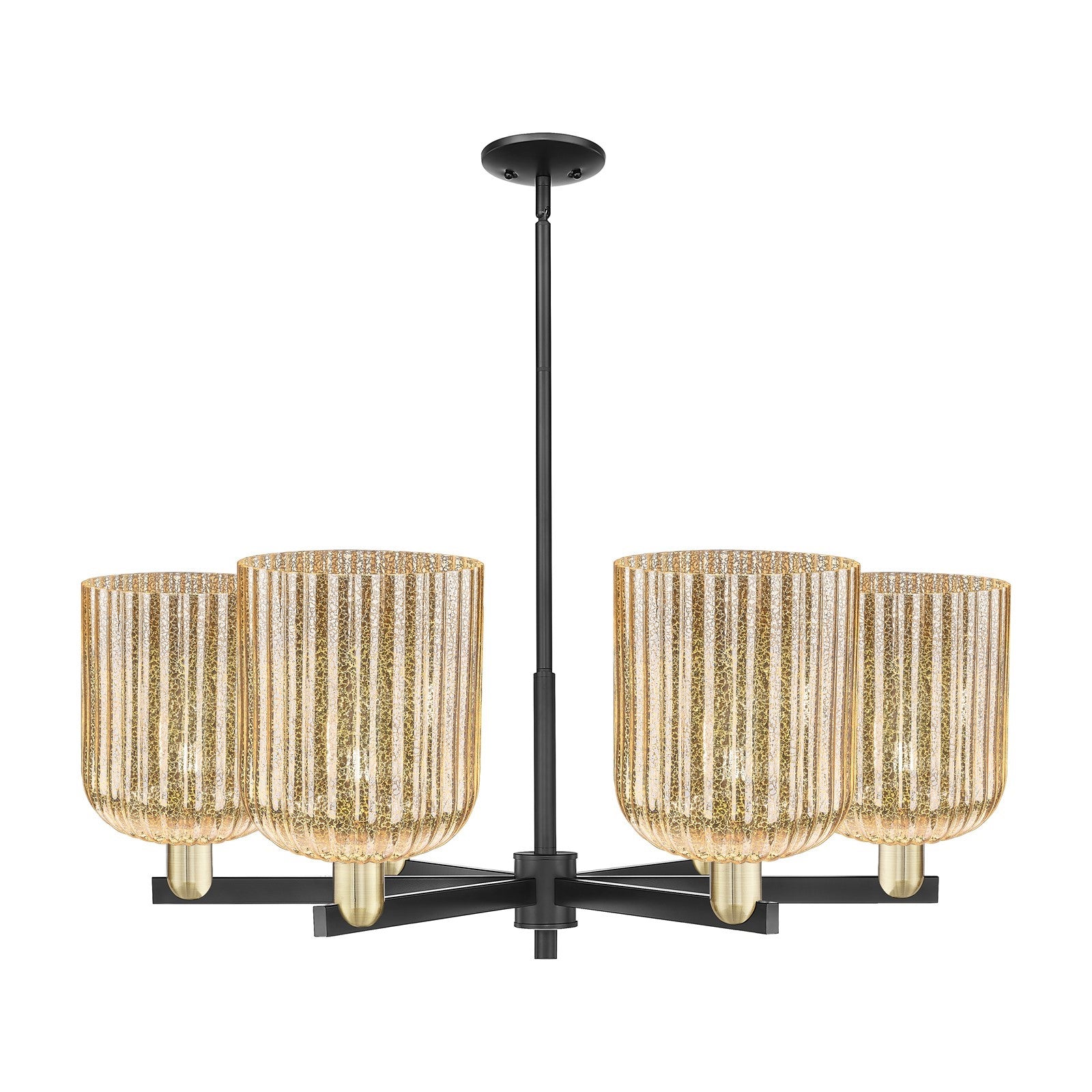 Innovations Bridal Veil 38in 6-Light Chandelier | Industrial Black Antique Brass and Mercury Ribbed Glass | Dining Room & | Model 716-6CR-BAB-G559-8ME