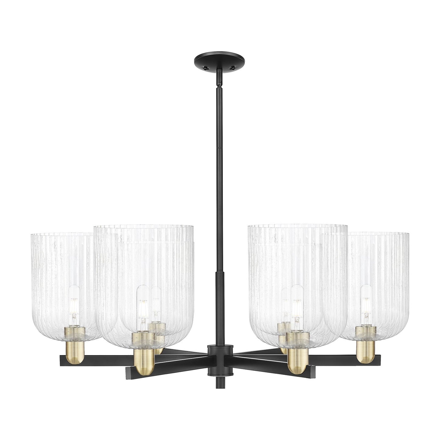 Innovations Bridal Veil 38in 6-Light Chandelier | Industrial Black Antique Brass and Seedy Glass | Dining Room & Living Room | Model 716-6CR-BAB-G559-8SDY