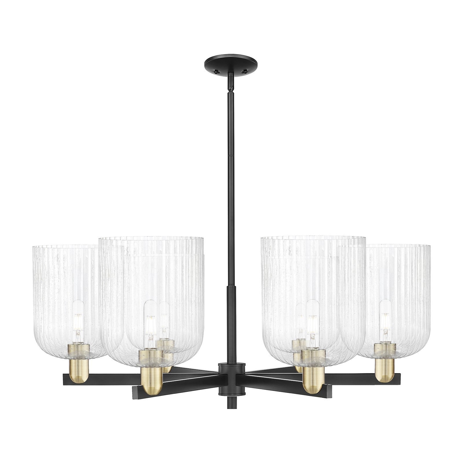 Innovations Bridal Veil 38in 6-Light Chandelier | Industrial Black Antique Brass and Seedy Glass | Dining Room & Living Room | Model 716-6CR-BAB-G559-8SDY