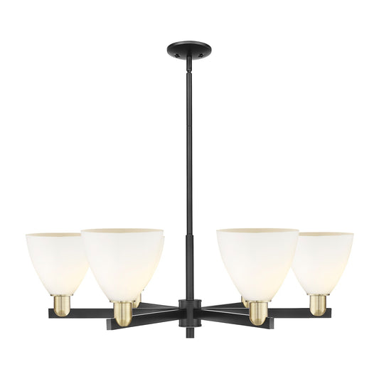 Innovations Bristol 37in 6-Light Chandelier | Industrial Black Antique Brass and Matte White Glass | Kitchen Island & Dining | Model 716-6CR-BAB-GBD-751