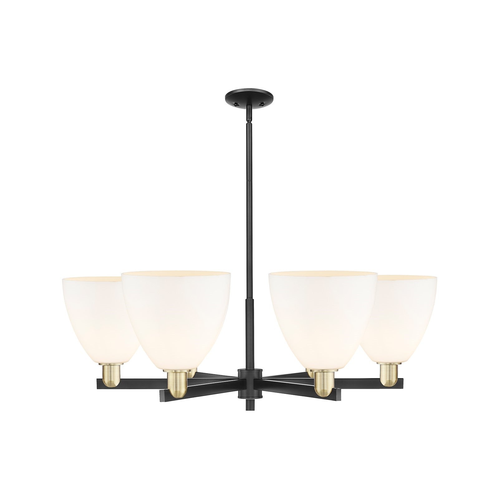 Innovations Bristol 39in 6-Light Chandelier | Industrial Black Antique Brass and Matte White Glass | Kitchen Island & Dining | Model 716-6CR-BAB-GBD-91