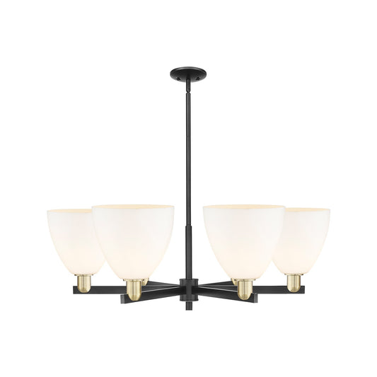 Innovations Bristol 39in 6-Light Chandelier | Industrial Black Antique Brass and Matte White Glass | Kitchen Island & Dining | Model 716-6CR-BAB-GBD-91