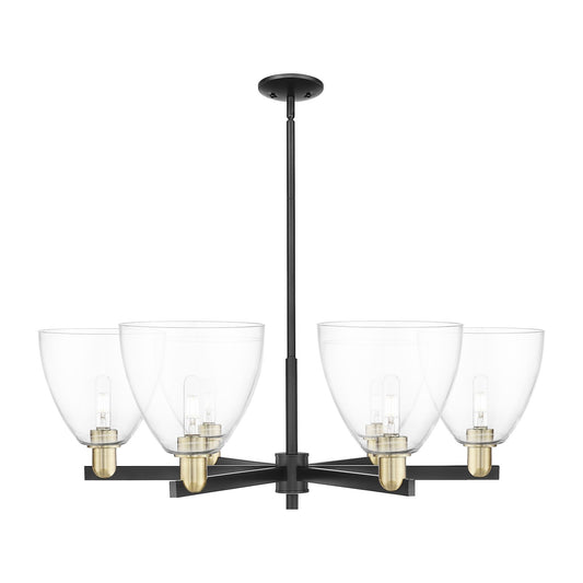 Innovations Bristol 39in 6-Light Chandelier | Industrial Black Antique Brass and Clear Glass | Dining Room & Living Room | Model 716-6CR-BAB-GBD-92