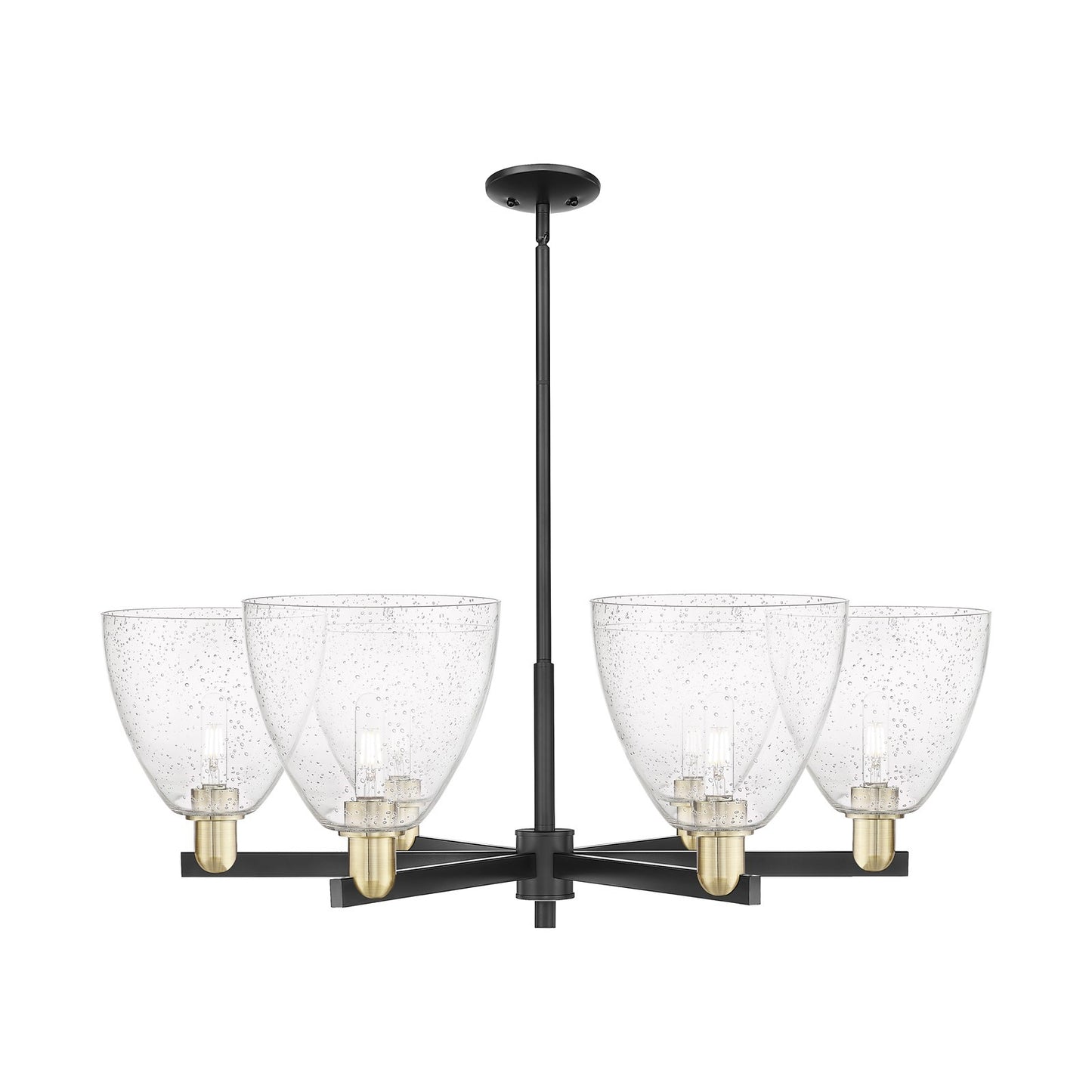 Innovations Bristol 39in 6-Light Chandelier | Industrial Black Antique Brass Steel and Seedy Glass | Dining Room & Living Room | Model 716-6CR-BAB-GBD-94