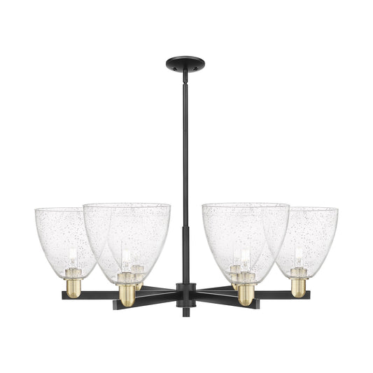 Innovations Bristol 39in 6-Light Chandelier | Industrial Black Antique Brass Steel and Seedy Glass | Dining Room & Living Room | Model 716-6CR-BAB-GBD-94