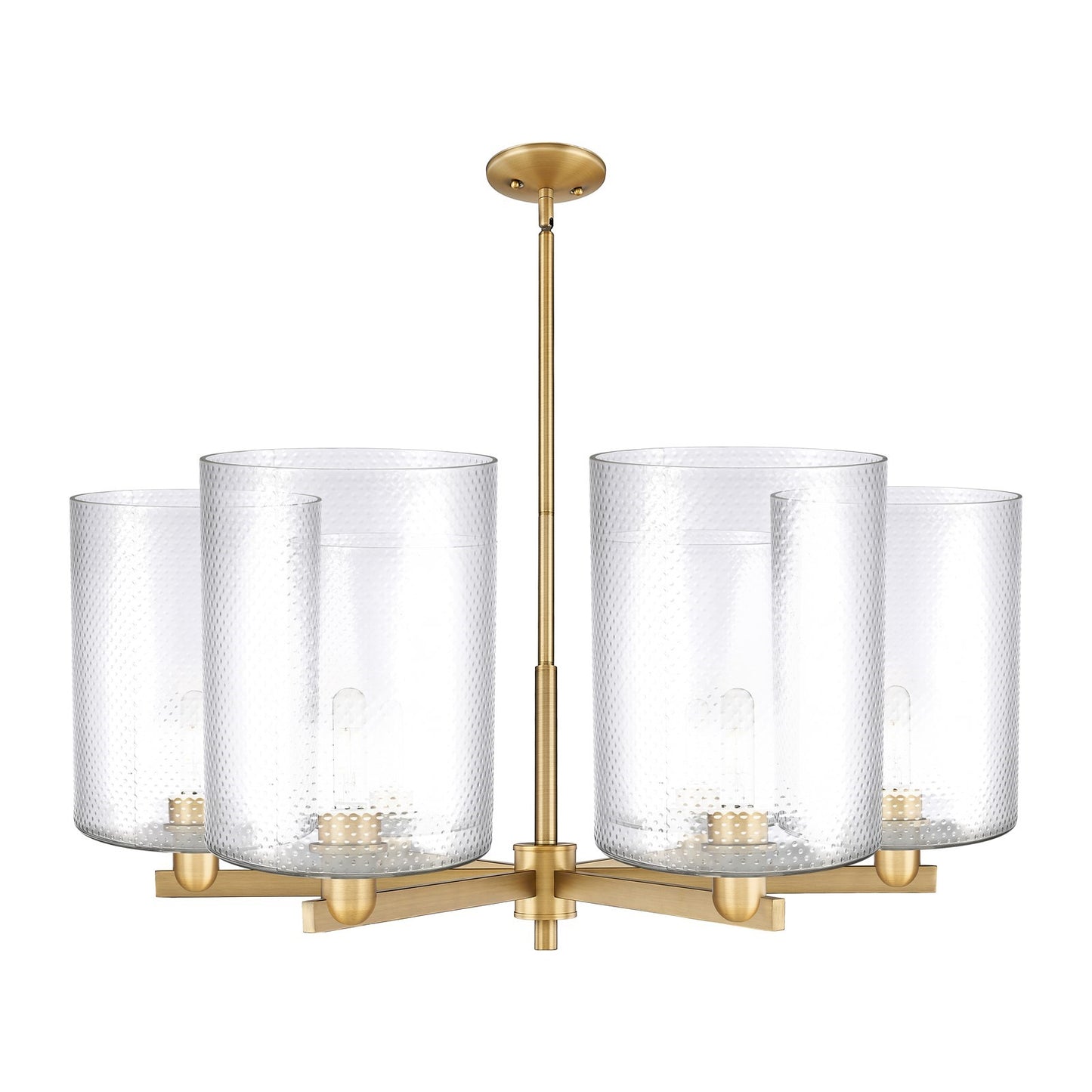 Innovations Cobbleskill 39in 6-Light Chandelier | Industrial Brushed Brass Steel and Clear Glass | Kitchen Island & Dining Room | Model 716-6CR-BB-G112-L
