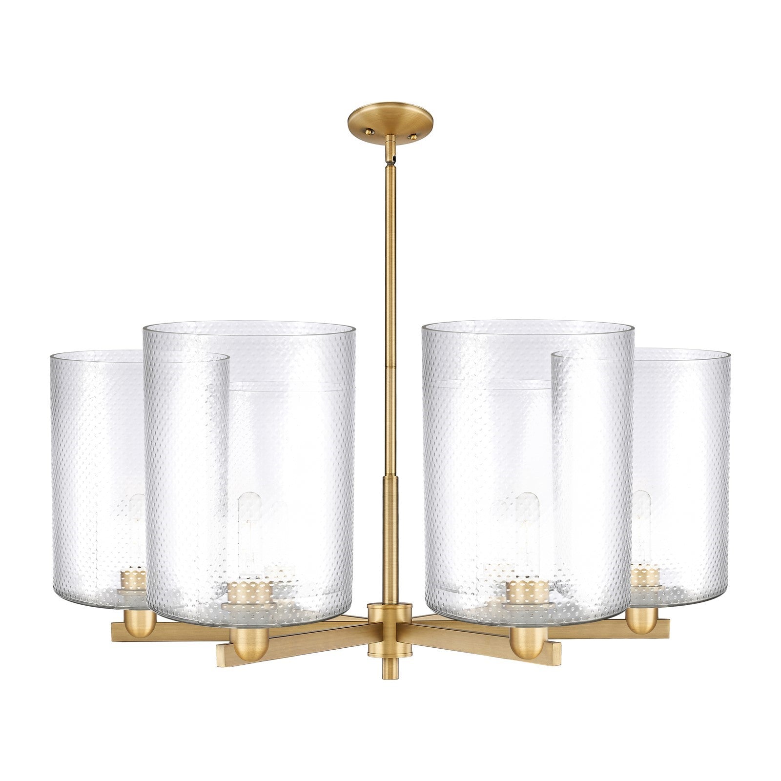 Innovations Cobbleskill 39in 6-Light Chandelier | Industrial Brushed Brass Steel and Clear Glass | Kitchen Island & Dining Room | Model 716-6CR-BB-G112-L