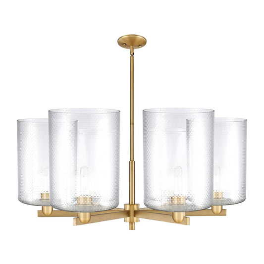 Innovations Cobbleskill 39in 6-Light Chandelier | Industrial Brushed Brass Steel and Clear Glass | Kitchen Island & Dining Room | Model 716-6CR-BB-G112-L