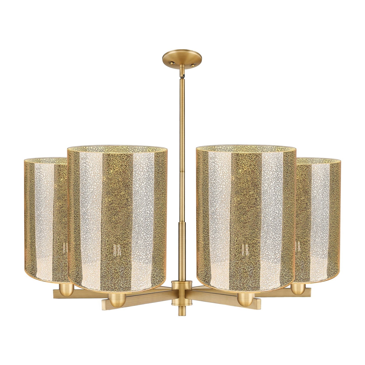 Innovations Cobbleskill 39in 6-Light Chandelier | Industrial Brushed Brass Steel and Mercury Glass Drum Shade | Dining Room & | Model 716-6CR-BB-G116-L