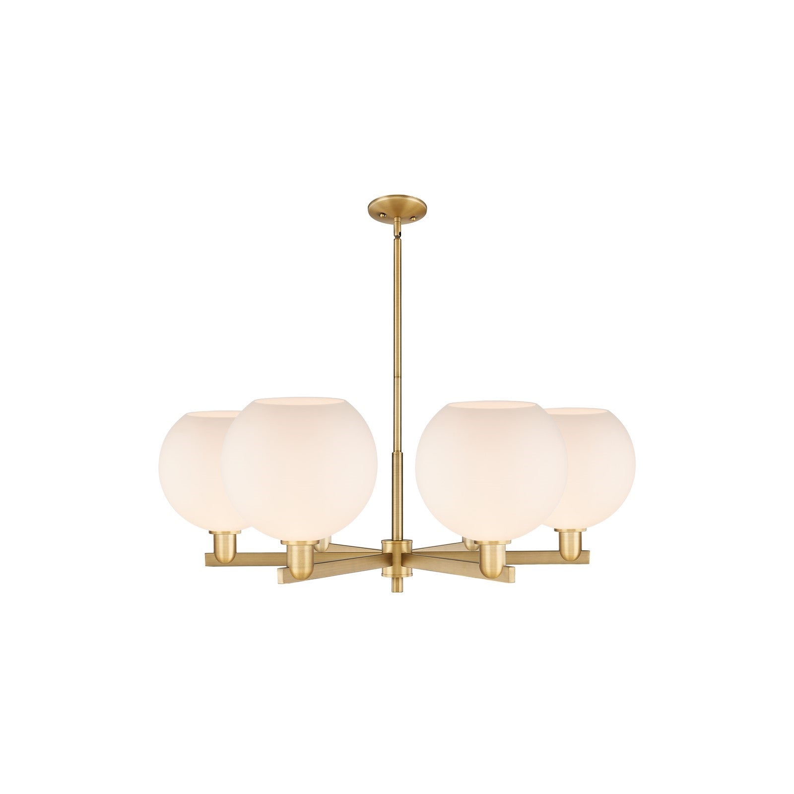Innovations Athens 40in 6-Light Chandelier | Industrial Brushed Brass Steel and Matte White Glass | Kitchen Island & Dining | Model 716-6CR-BB-G121-10