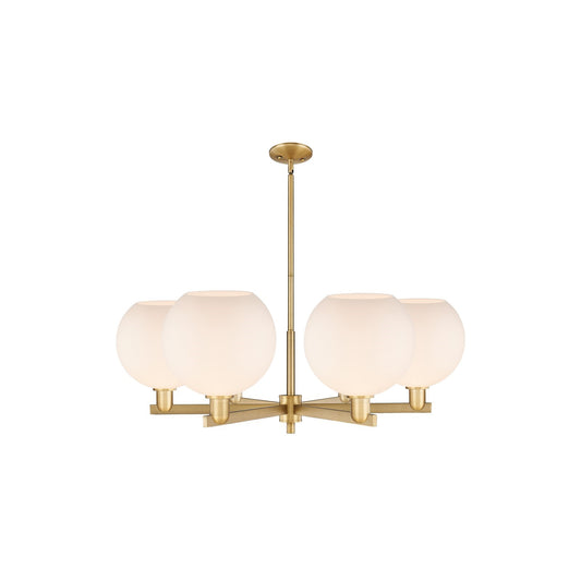 Innovations Athens 40in 6-Light Chandelier | Industrial Brushed Brass Steel and Matte White Glass | Kitchen Island & Dining | Model 716-6CR-BB-G121-10