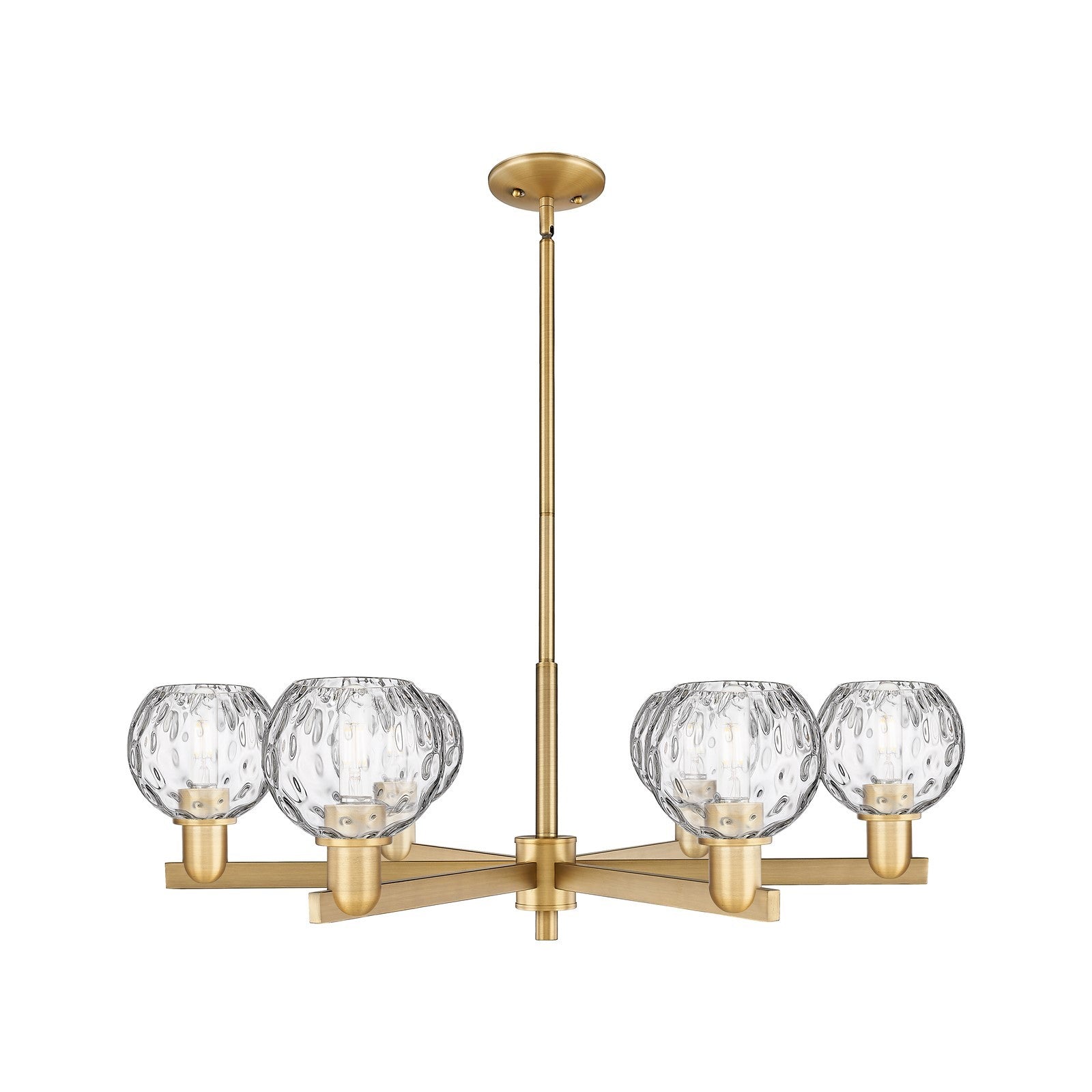 Innovations Athens 36in 6-Light Chandelier | Industrial Brushed Brass and Clear Water Glass | Kitchen Island & Dining Room | Model 716-6CR-BB-G1215-6