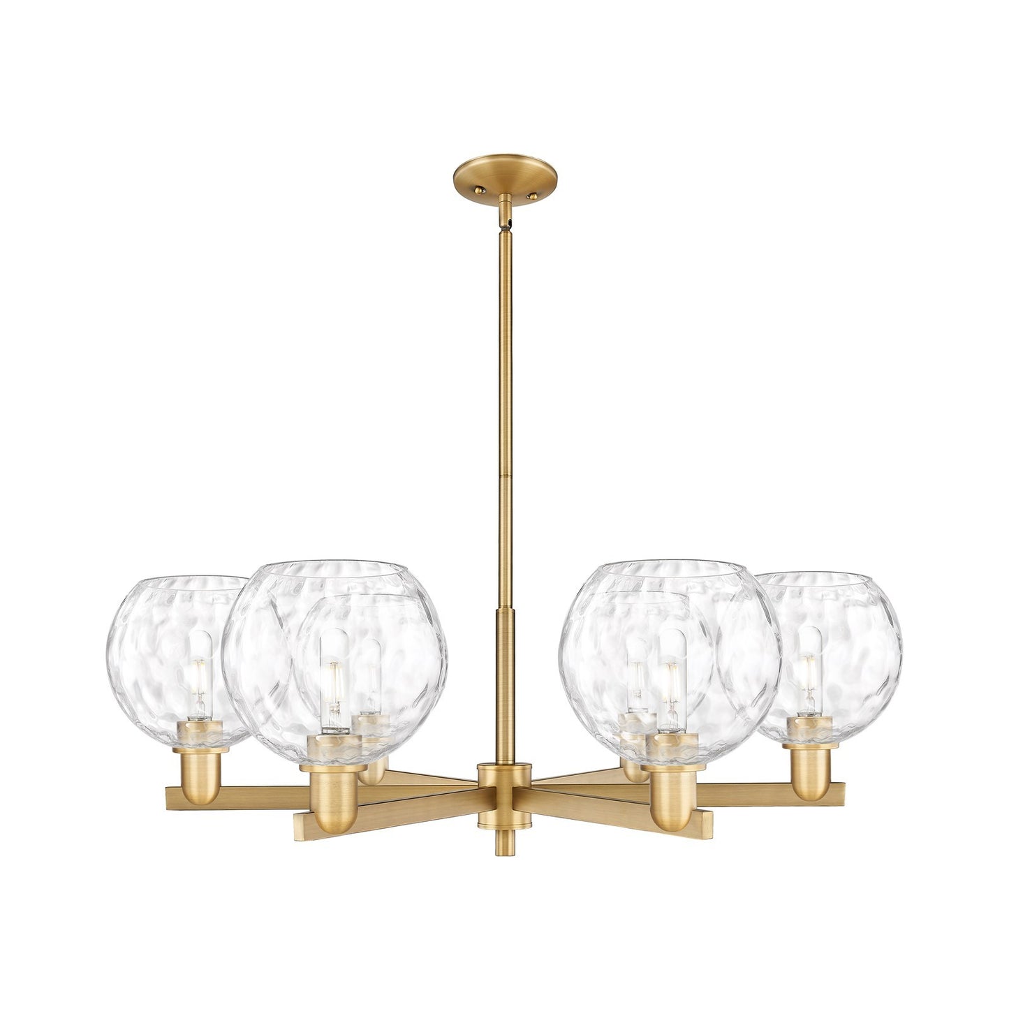 Innovations Athens 38in 6-Light Chandelier | Industrial Brushed Brass Steel and Clear Water Glass | Dining Room & Living Room | Model 716-6CR-BB-G1215-8
