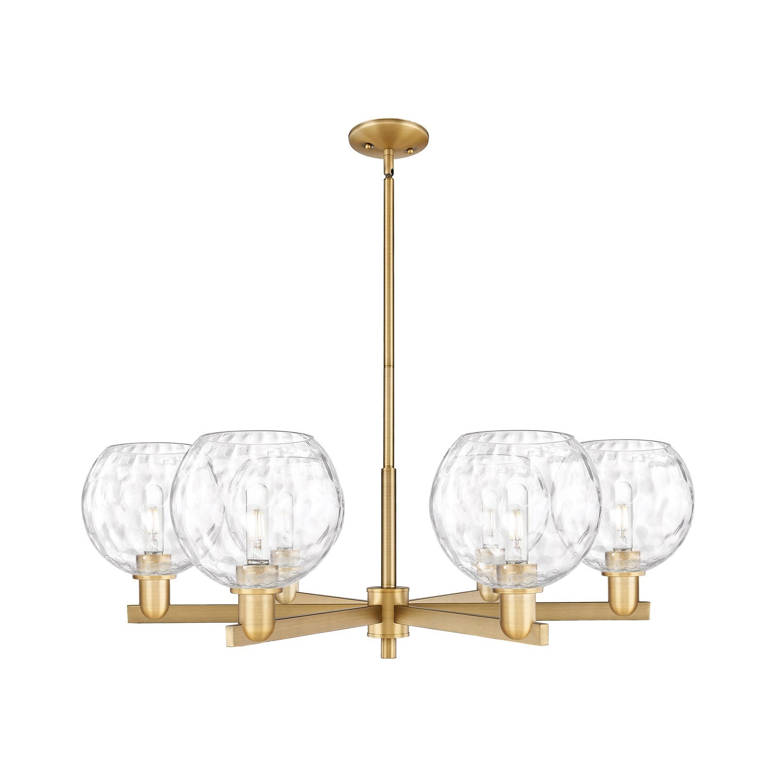 Innovations Athens 38in 6-Light Chandelier | Industrial Brushed Brass Steel and Clear Water Glass | Dining Room & Living Room | Model 716-6CR-BB-G1215-8