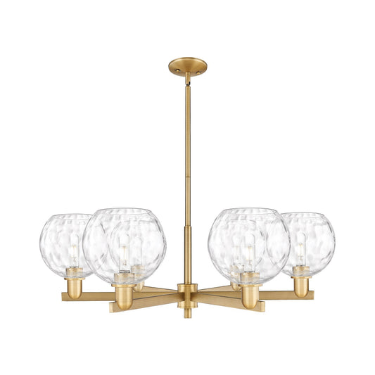 Innovations Athens 38in 6-Light Chandelier | Industrial Brushed Brass Steel and Clear Water Glass | Dining Room & Living Room | Model 716-6CR-BB-G1215-8