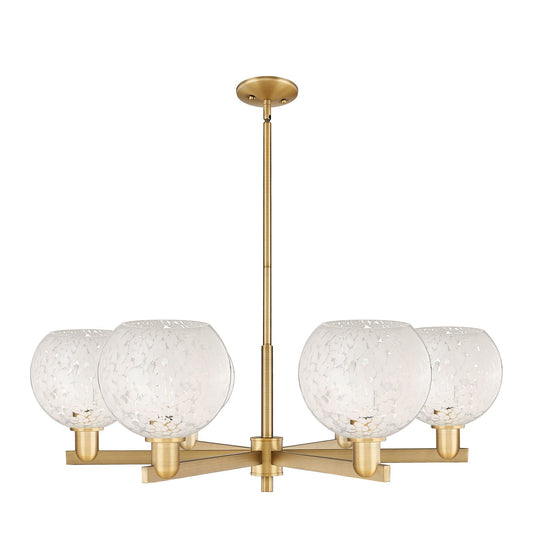 Innovations Lighting Arcadia 38in 6-Light Chandelier | Industrial Brushed Brass and White Mouchette Glass | Dining Room & | Model 716-6CR-BB-G1216-8WM