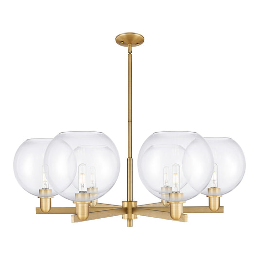 Innovations Athens 40in 6-Light Chandelier | Industrial Brushed Brass and Clear Glass | Dining Room & Living Room | Model 716-6CR-BB-G122-10