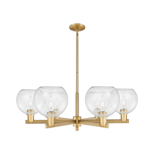Innovations Athens 38in 6-Light Chandelier | Industrial Brushed Brass Steel and Clear Glass | Dining Room & Living Room | Model 716-6CR-BB-G122-8