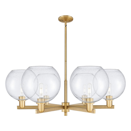 Innovations Athens 40in 6-Light Chandelier | Industrial Brushed Brass Steel and Seedy Glass | Dining Room & Living Room | Model 716-6CR-BB-G124-10