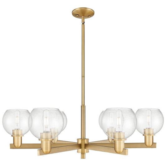 Innovations Athens 36in 6-Light Chandelier | Industrial Brushed Brass Steel and Seedy Glass | Dining Room & Living Room | Model 716-6CR-BB-G124-6