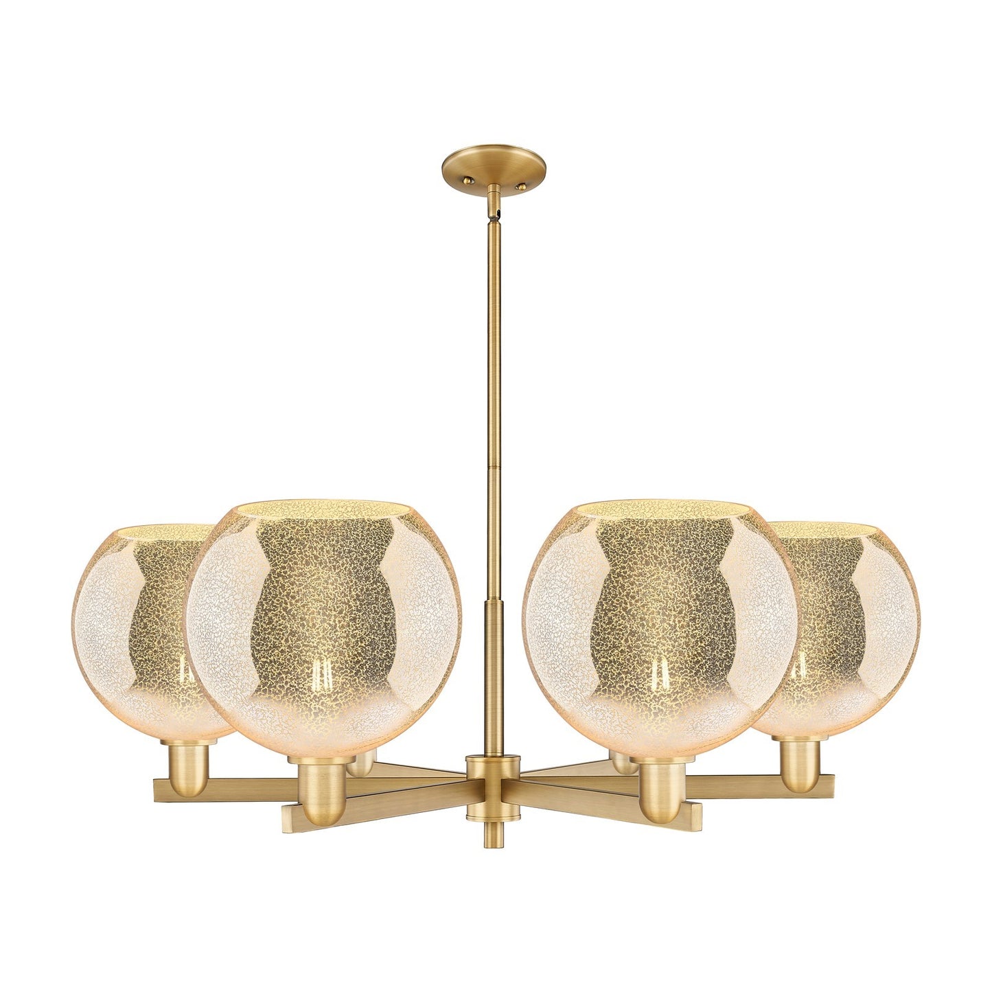 Innovations Athens 40in 6-Light Chandelier | Industrial Brushed Brass Steel and Mercury Glass | Dining Room & Living Room | Model 716-6CR-BB-G128-10