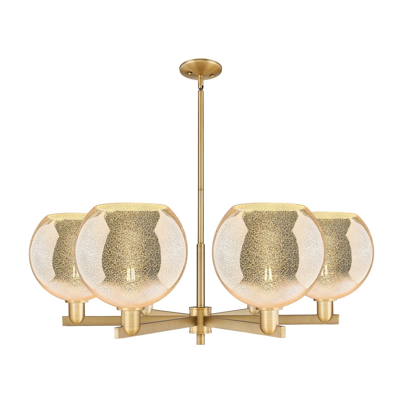 Innovations Athens 40in 6-Light Chandelier | Industrial Brushed Brass Steel and Mercury Glass | Dining Room & Living Room | Model 716-6CR-BB-G128-10