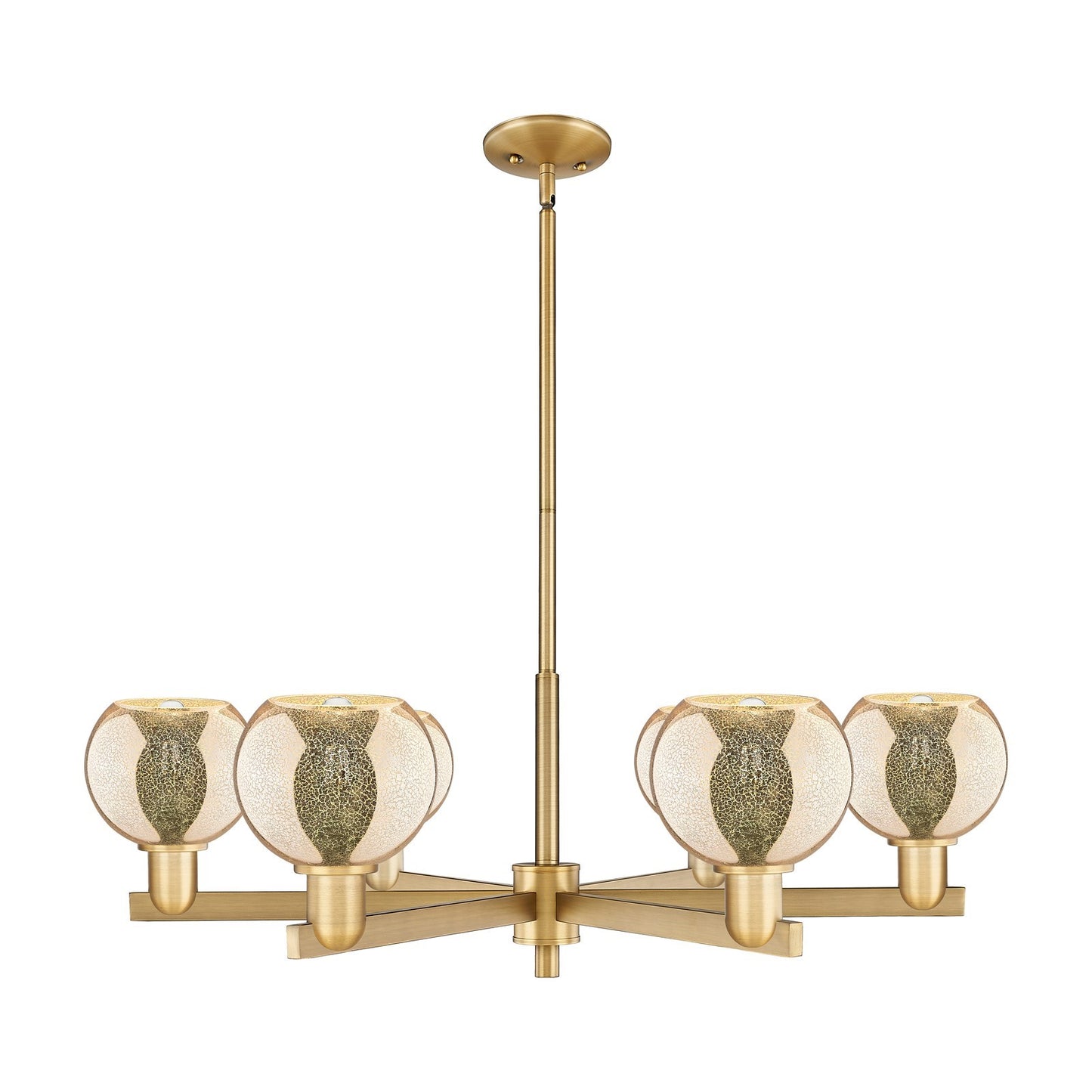 Innovations Athens 36in 6-Light Chandelier | Industrial Brushed Brass and Mercury Glass | Dining Room & Living Room | Model 716-6CR-BB-G128-6