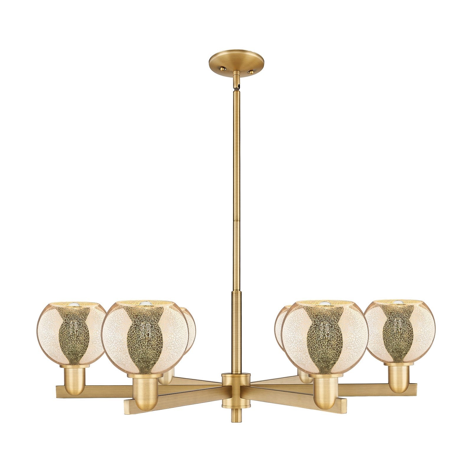 Innovations Athens 36in 6-Light Chandelier | Industrial Brushed Brass and Mercury Glass | Dining Room & Living Room | Model 716-6CR-BB-G128-6