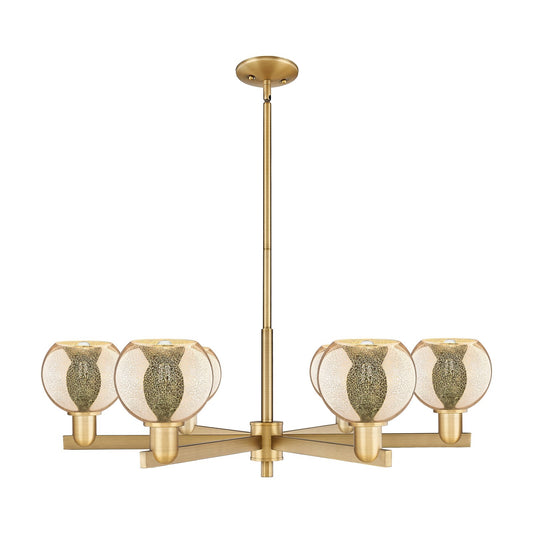 Innovations Athens 36in 6-Light Chandelier | Industrial Brushed Brass and Mercury Glass | Dining Room & Living Room | Model 716-6CR-BB-G128-6
