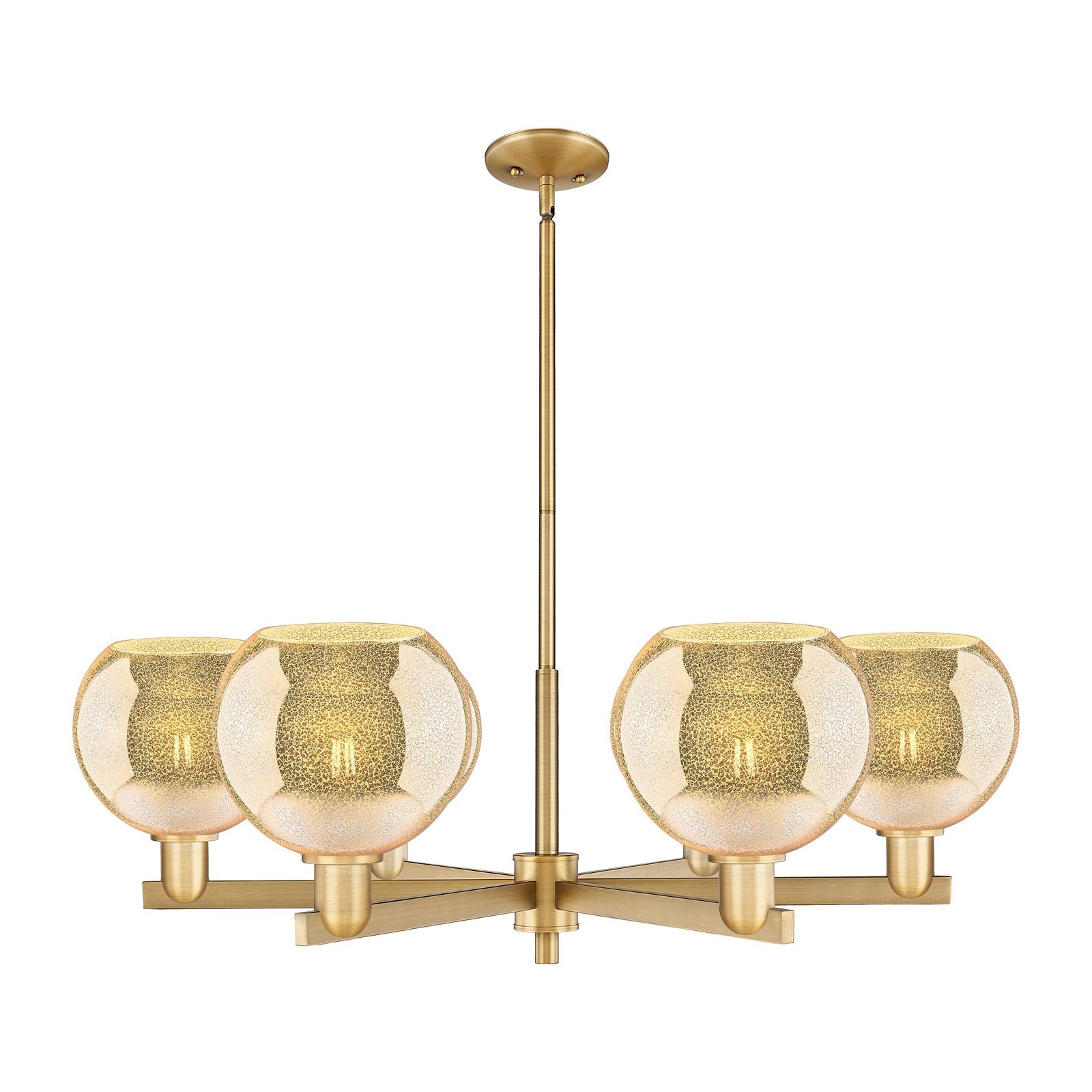 Innovations Athens 38in 6-Light Chandelier | Industrial Brushed Brass and Mercury Glass | Dining Room & Living Room | Model 716-6CR-BB-G128-8