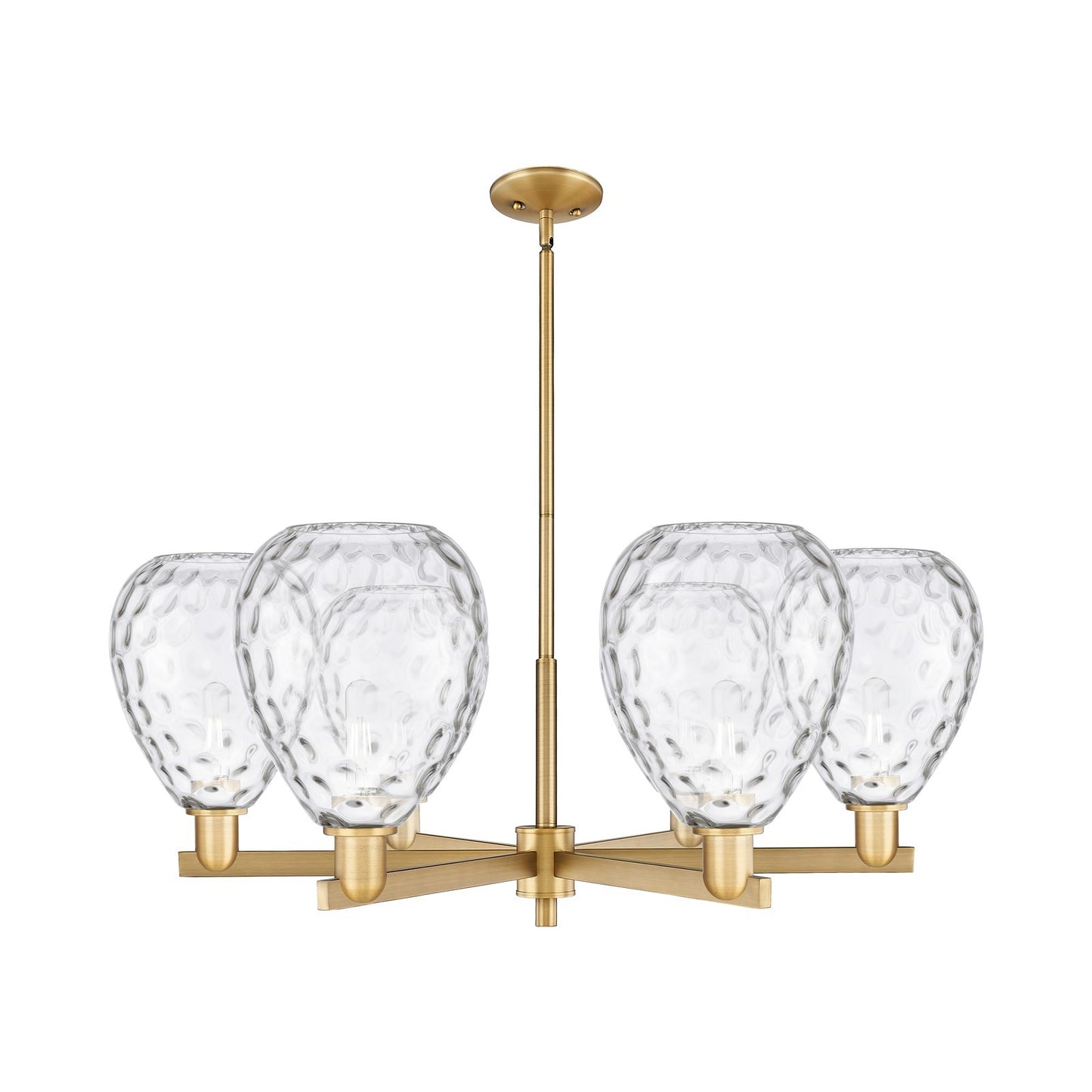 Innovations Waverly 38in 6-Light Chandelier | Industrial Brushed Brass and Clear Glass | Dining Room & Living Room | Model 716-6CR-BB-G372