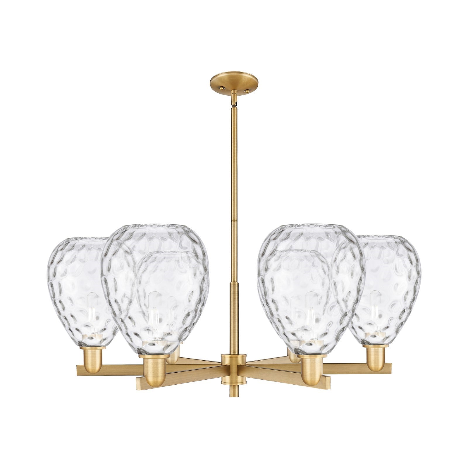 Innovations Waverly 38in 6-Light Chandelier | Industrial Brushed Brass and Clear Glass | Dining Room & Living Room | Model 716-6CR-BB-G372