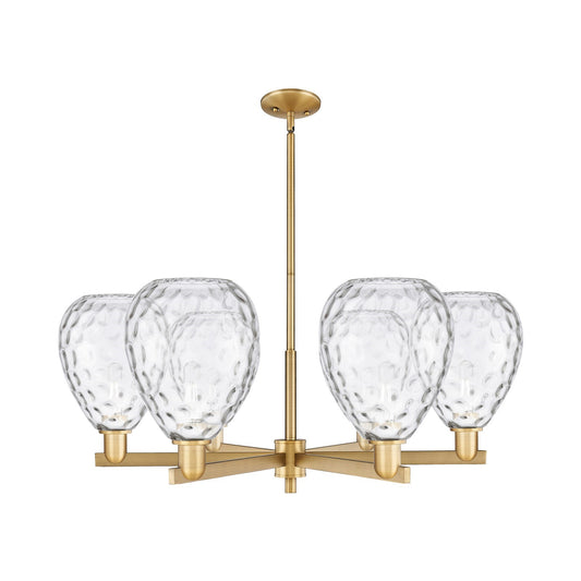 Innovations Waverly 38in 6-Light Chandelier | Industrial Brushed Brass and Clear Glass | Dining Room & Living Room | Model 716-6CR-BB-G372